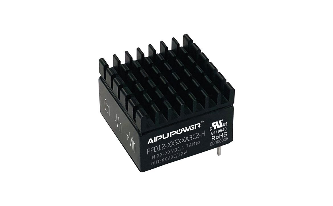 PFD12-XXSXXA3(C)2(-XXX) 9-75Vdc Input 12W DC/DC Converter | Aipu Power - Side View
